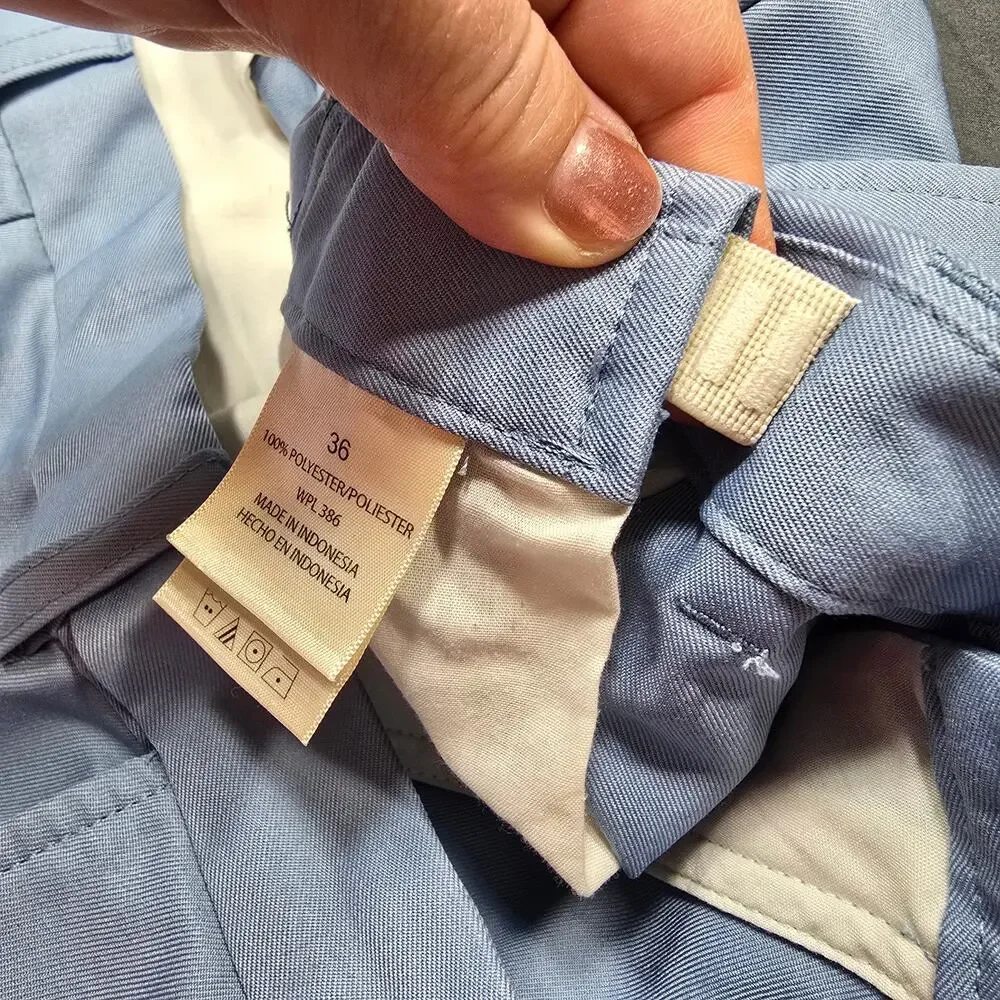 Haggar Blue Shorts Classic Chinos Flat Front Stretch Panel Waist Men Size 36 Zip